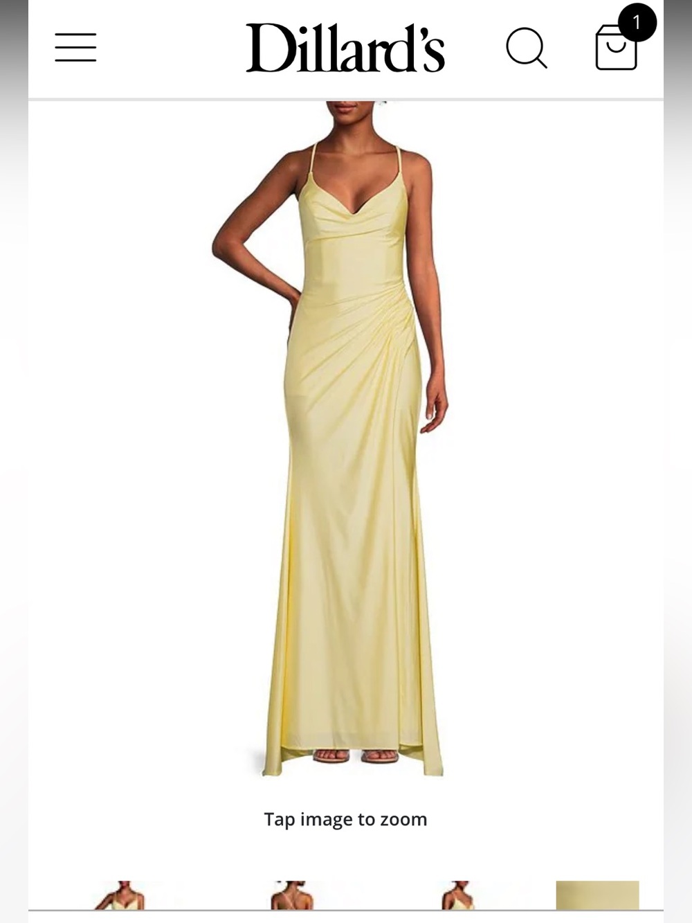 Gianni Bini Light Yellow Spaghetti-Strap Maxi Gown
